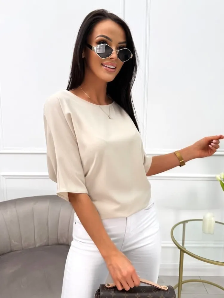 Beżowa Klasyczna Bluzeczka 13727-328-A|Modna Kiecka Hot