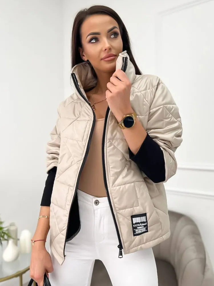 Beżowa Kurtka 9734-254-B|Modna Kiecka Discount