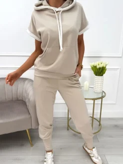 Beżowy Dresowy Komplet 13777-165-A|Modna Kiecka Outlet