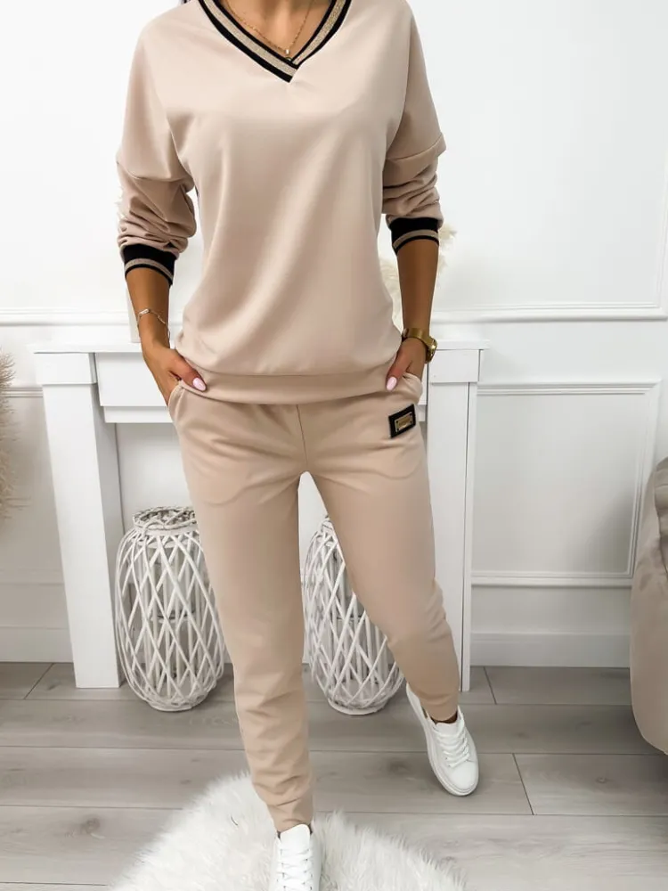 Beżowy Komplet 11404-523-G|Modna Kiecka Fashion