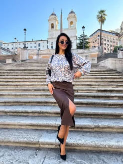 Beżowy Sweterek w Panterkę 12808-37-A|Modna Kiecka Fashion