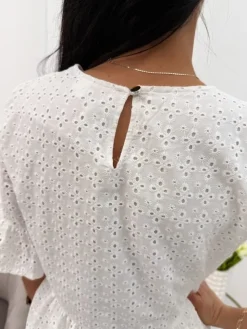 Biała Ażurowa Sukienka 13846-427-A|Modna Kiecka Outlet