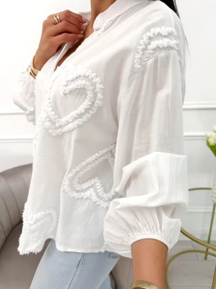 Biała Bluzka z Haftowanym Wzorem 13985-43-A|Modna Kiecka Discount