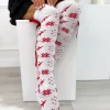 Białe Wzorzyste Zakolanówki ze Wstążką 10915-334-A|Modna Kiecka Fashion