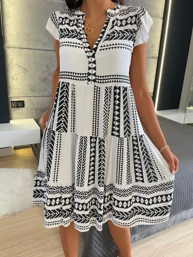 Biało-Czarna Sukienka Oversize 11726-167-B|Modna Kiecka Online