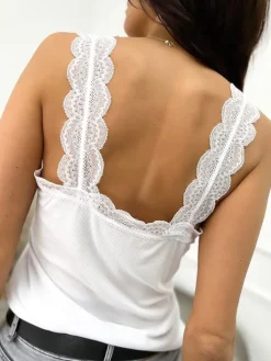 Biały Top z Koronką 9679-267-A|Modna Kiecka Best