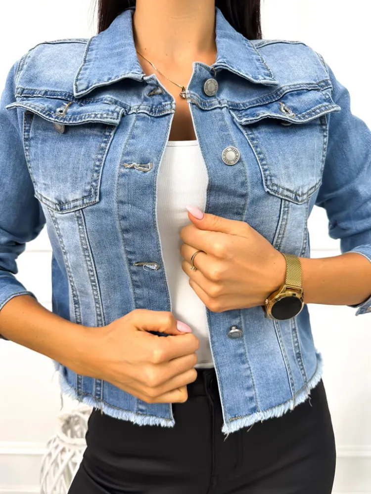 Błękitna Jeansowa Kurteczka 13005-510 13005-510-Q|Modna Kiecka Online