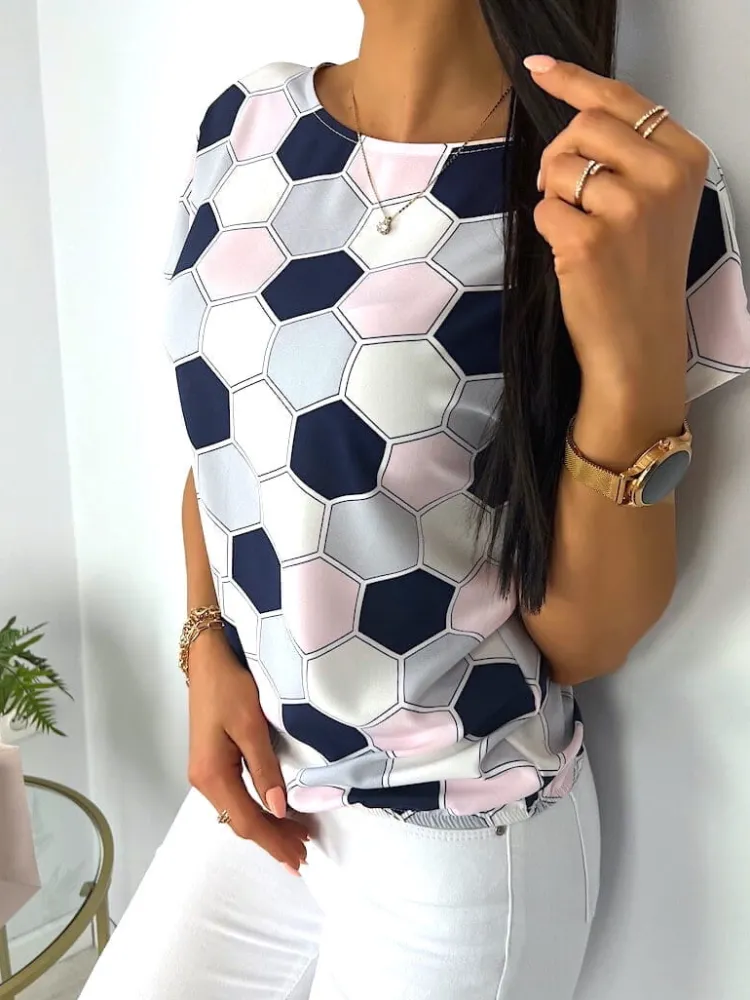Bluzeczka w Pastelowy Wzór 10447-59 10447-59-Q|Modna Kiecka Hot