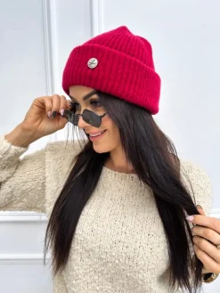 Bordowa Czapka 13299-334-C|Modna Kiecka Outlet