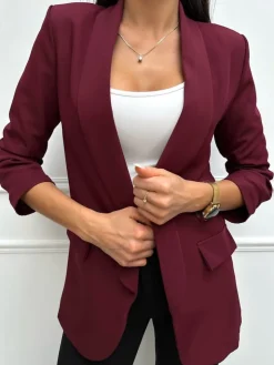Bordowa Klasyczna Marynarka 11460-127-S|Modna Kiecka Sale