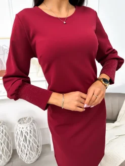 Bordowa Sukienka 11440-318-A|Modna Kiecka Sale