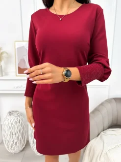 Bordowa Sukienka 11440-318-A|Modna Kiecka Sale
