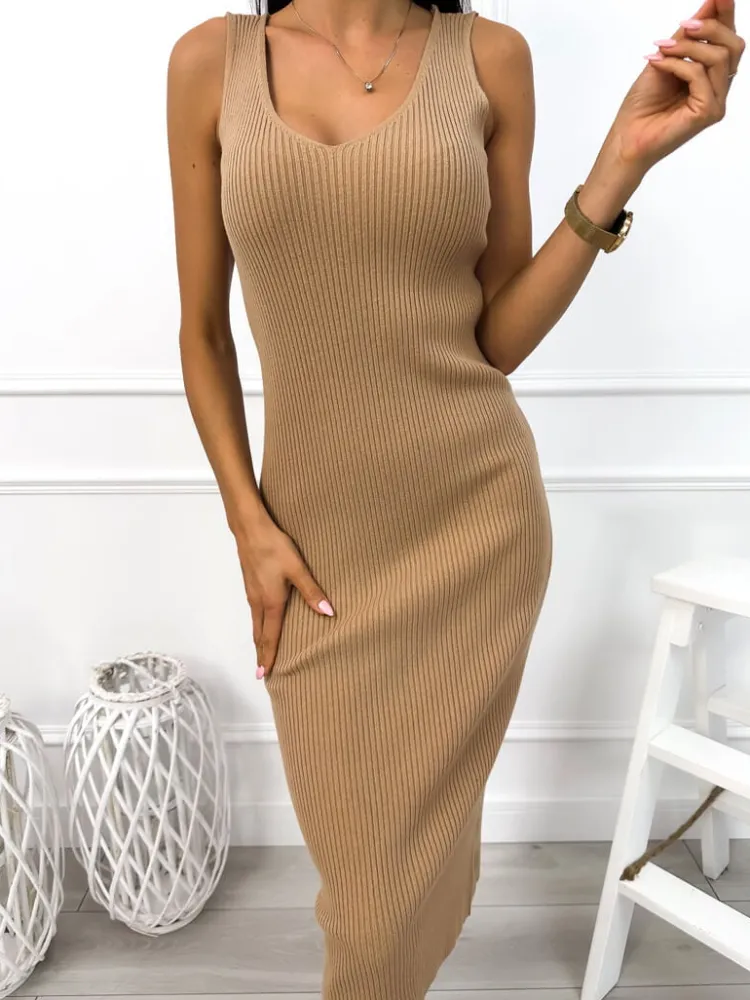Brązowy Komplet Sweterek+Sukienka 12996-349-C|Modna Kiecka Sale