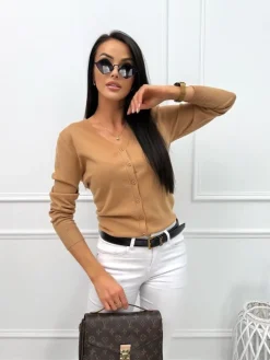 Brązowy Rozpinany Sweterek 13440-64-C|Modna Kiecka Fashion