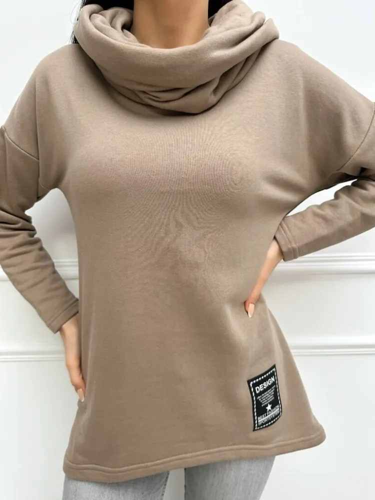 Cappuccino Bluza z Kominem 11617-197-G|Modna Kiecka Best