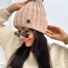 Cappuccino Czapka z Pomponem 13301-334-E|Modna Kiecka Clearance