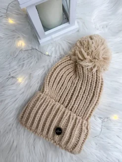 Cappuccino Czapka z Pomponem 13301-334-E|Modna Kiecka Clearance