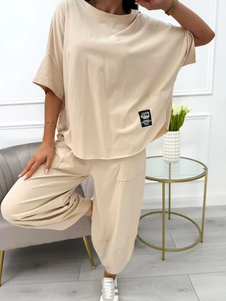 Cappuccino Dresowy Komplet 13653-521-P|Modna Kiecka Hot