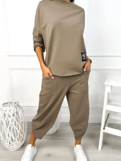 Cappuccino Komplet Bluzka + Spodnie 12783-179-J|Modna Kiecka Clearance