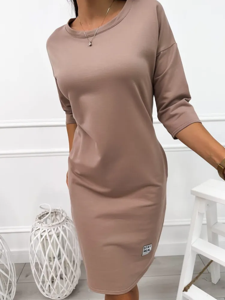 Cappuccino Sportowa Sukienka 11389-320-J|Modna Kiecka Outlet