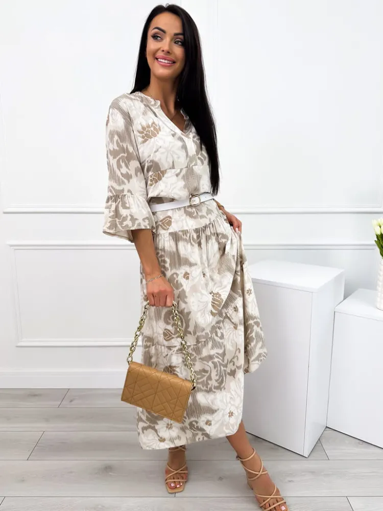 Cappuccino Sukienka Maxi ze Wzorem 11970-315-C|Modna Kiecka Online