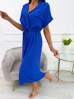 Chabrowa Sukienka ze Ściągaczem 13717-86-F|Modna Kiecka Hot