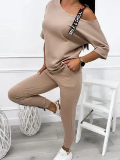 Ciemnobeżowy Komplet 11399-257-F|Modna Kiecka Hot