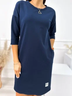 Ciemnogranatowa Sportowa Sukienka 11389-320-H|Modna Kiecka Discount