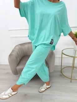 Ciemnomiętowy Dresowy Komplet 13653-521-R|Modna Kiecka Outlet
