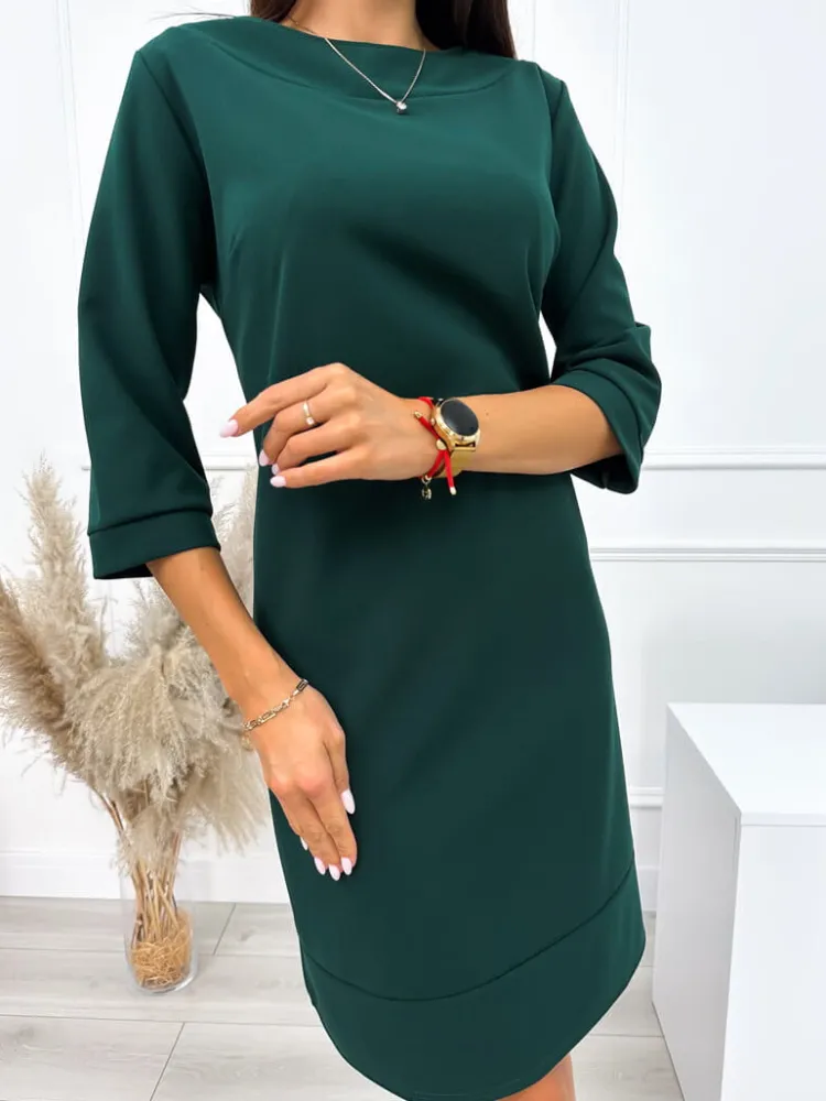 Ciemnozielona Klasyczna Sukienka 10694-288-A|Modna Kiecka Sale
