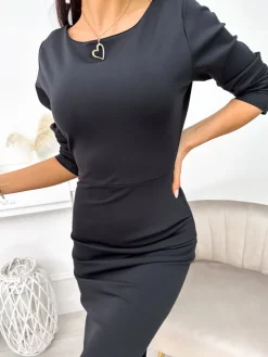 Czarna Klasyczna Sukienka 11252-269-A|Modna Kiecka Hot