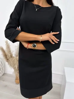 Czarna Klasyczna Sukienka 10694-288-B|Modna Kiecka Clearance