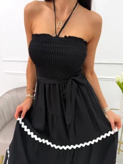Czarna Sukienka bez Rękawów 14022-74-C|Modna Kiecka Fashion