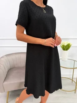 Czarna Sukienka Oversize 13920-294-B|Modna Kiecka New
