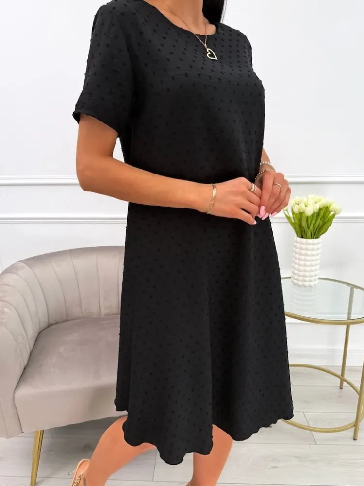 Czarna Sukienka Oversize 13920-294-B|Modna Kiecka New