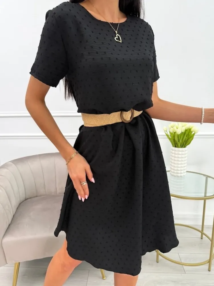Czarna Sukienka Oversize 13920-294-B|Modna Kiecka New