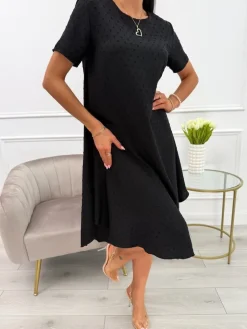 Czarna Sukienka Oversize 13920-294-B|Modna Kiecka New