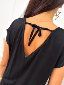 Czarna Sukienka z Kieszeniami 10228-235-E|Modna Kiecka Outlet