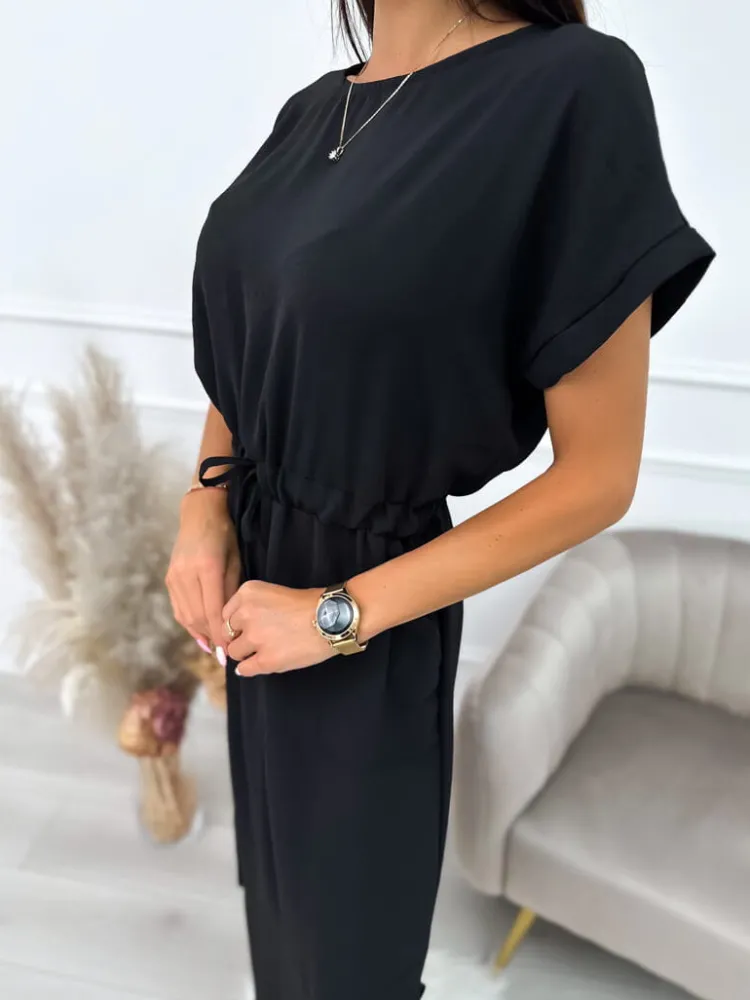 Czarna Sukienka z Kieszonkami 10330-227-C|Modna Kiecka Discount