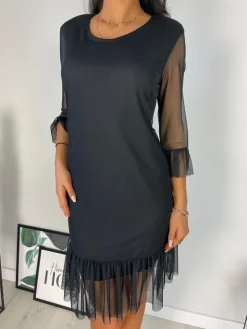 Czarna Sukienka z Siateczki 11639-277-A|Modna Kiecka Hot
