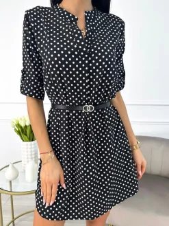 Czarna Sukienka/Tunika w Groszki 9953-220-Q|Modna Kiecka Sale