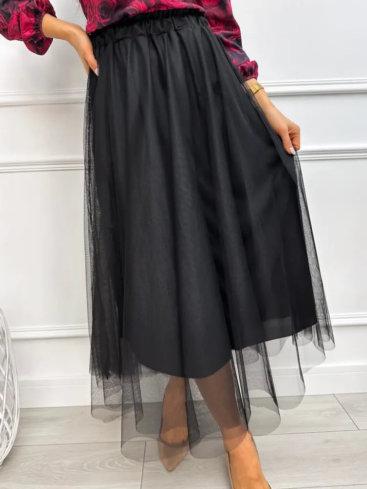 Czarna Tiulowa Spódnica 13274-86-C|Modna Kiecka Fashion