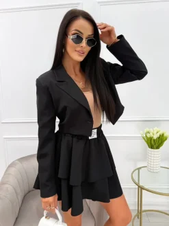 Czarne Spódnico-Spodenki z Falbankami 13940-411-B|Modna Kiecka Hot