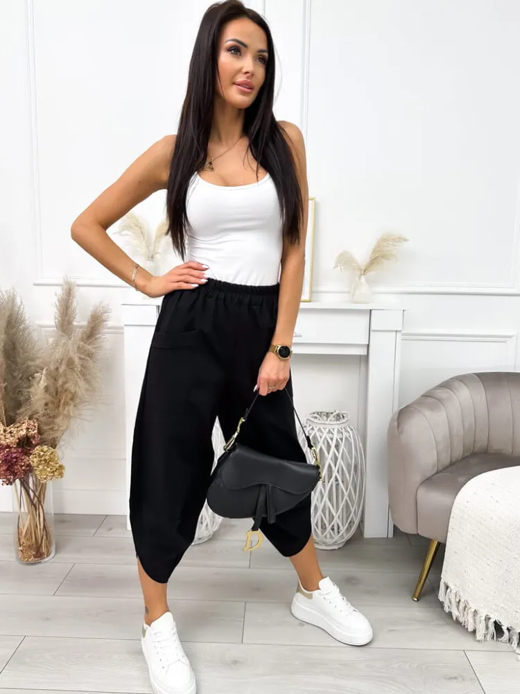 Czarne Spodnie 12078-94-B|Modna Kiecka New