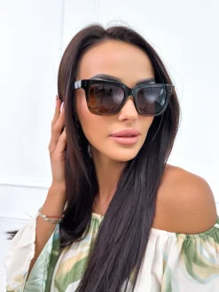 Czarno-Brązowe Okulary Przeciwsłoneczne 10457-334-C|Modna Kiecka Clearance