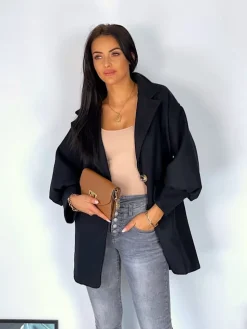 Czarny Elegancki Płaszczyk 11993-344-B|Modna Kiecka Best