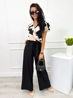 Czarny Kombinezon ze Wzorem 12284-516-B|Modna Kiecka Fashion