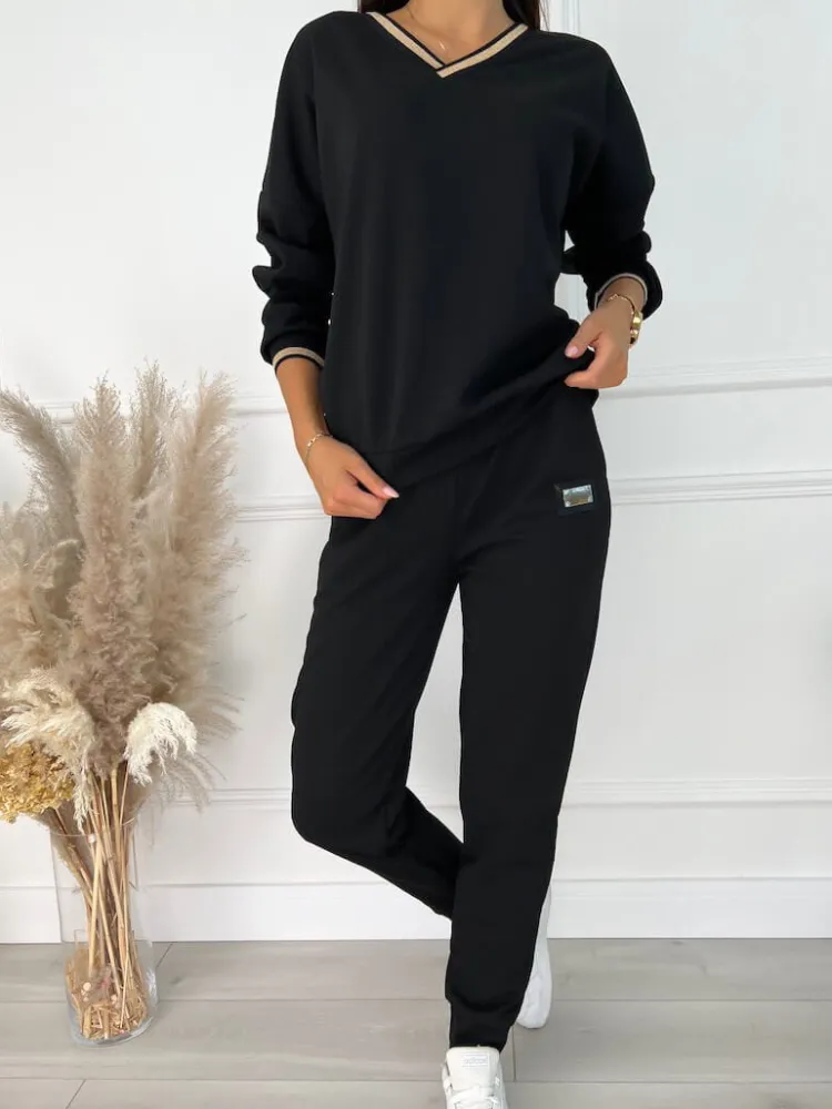 Czarny Komplet 11404-523-A|Modna Kiecka Sale