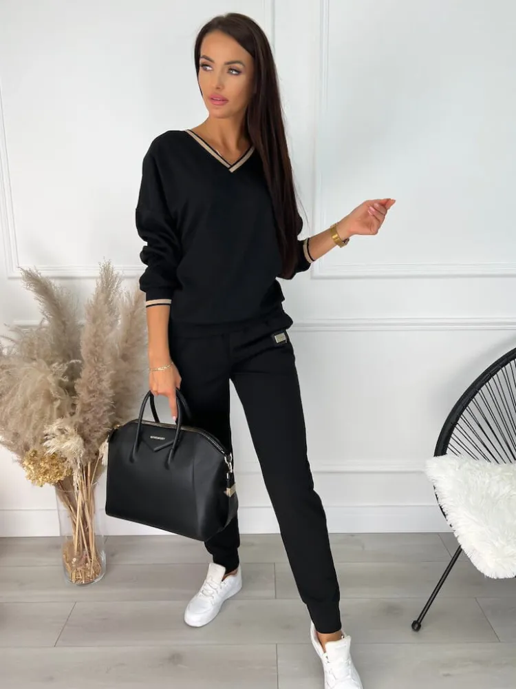 Czarny Komplet 11404-523-A|Modna Kiecka Sale