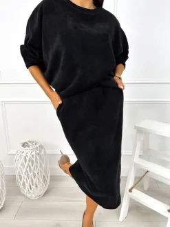Czarny Komplet Bluza + Spódnica 12836-302-E|Modna Kiecka Hot